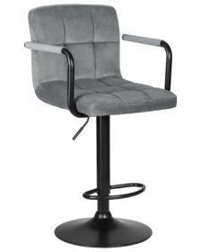 Стул барный DOBRIN KRUGER ARM BLACK (серый велюр (MJ9-75)) -