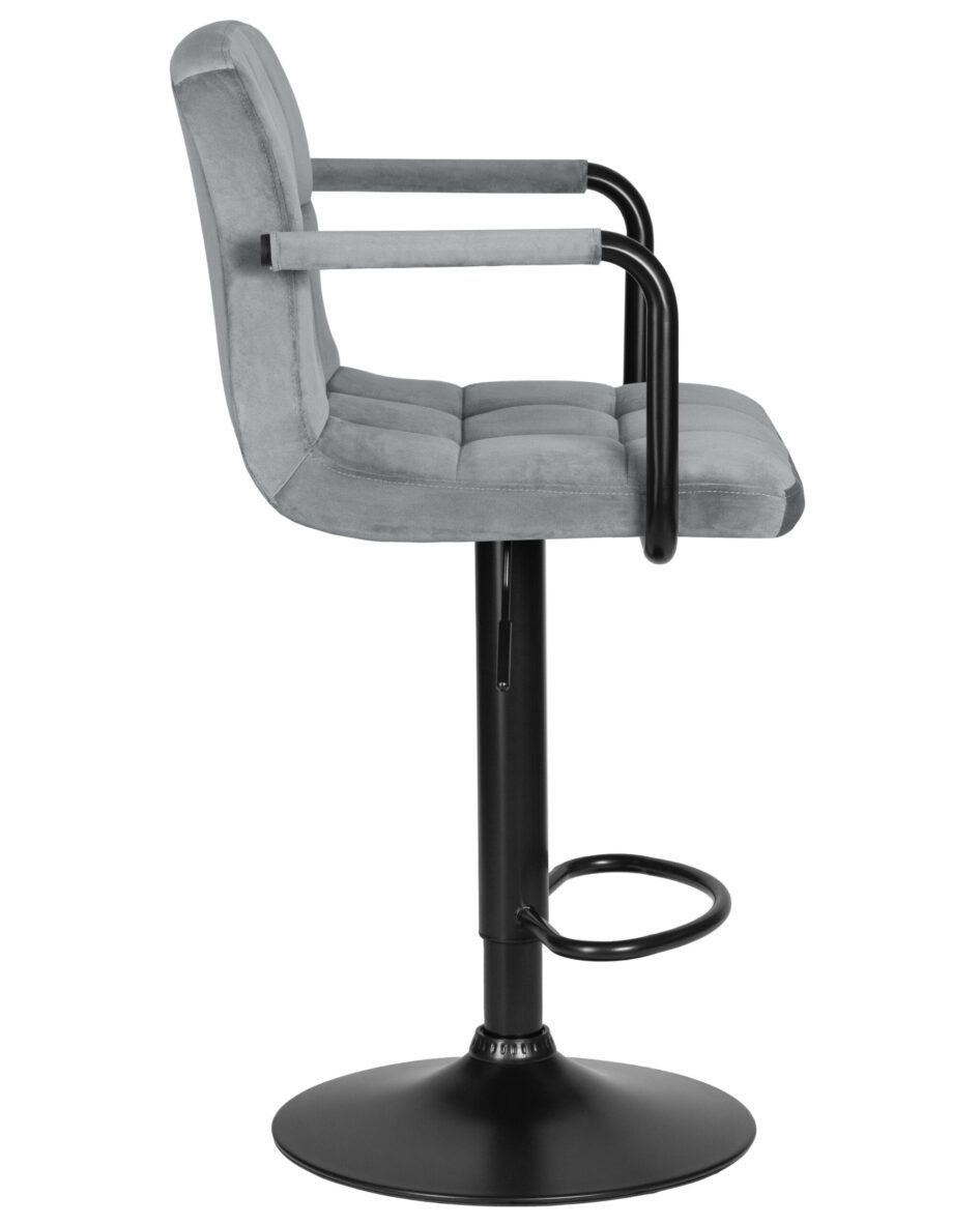 Стул барный DOBRIN KRUGER ARM BLACK (серый велюр (MJ9-75)) — изображение 3
