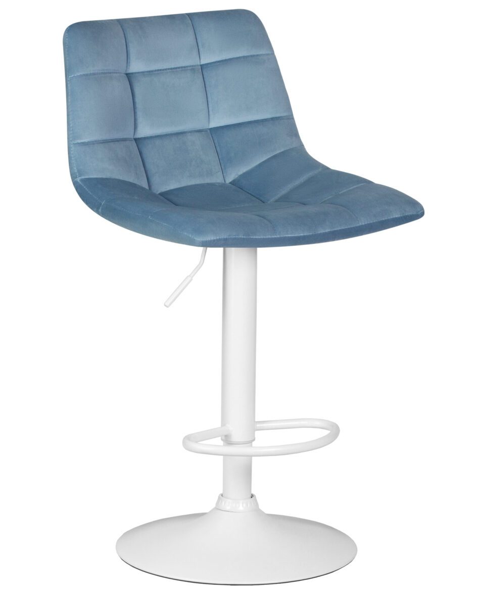 Стул барный DOBRIN TAILOR WHITE (пудрово-голубой велюр (MJ9-74)) -