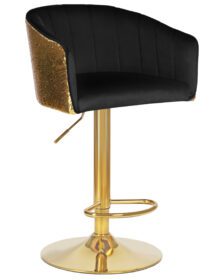 Стул барный DOBRIN DARCY GOLD SHINY (черный велюр с золотыми пайетками) -