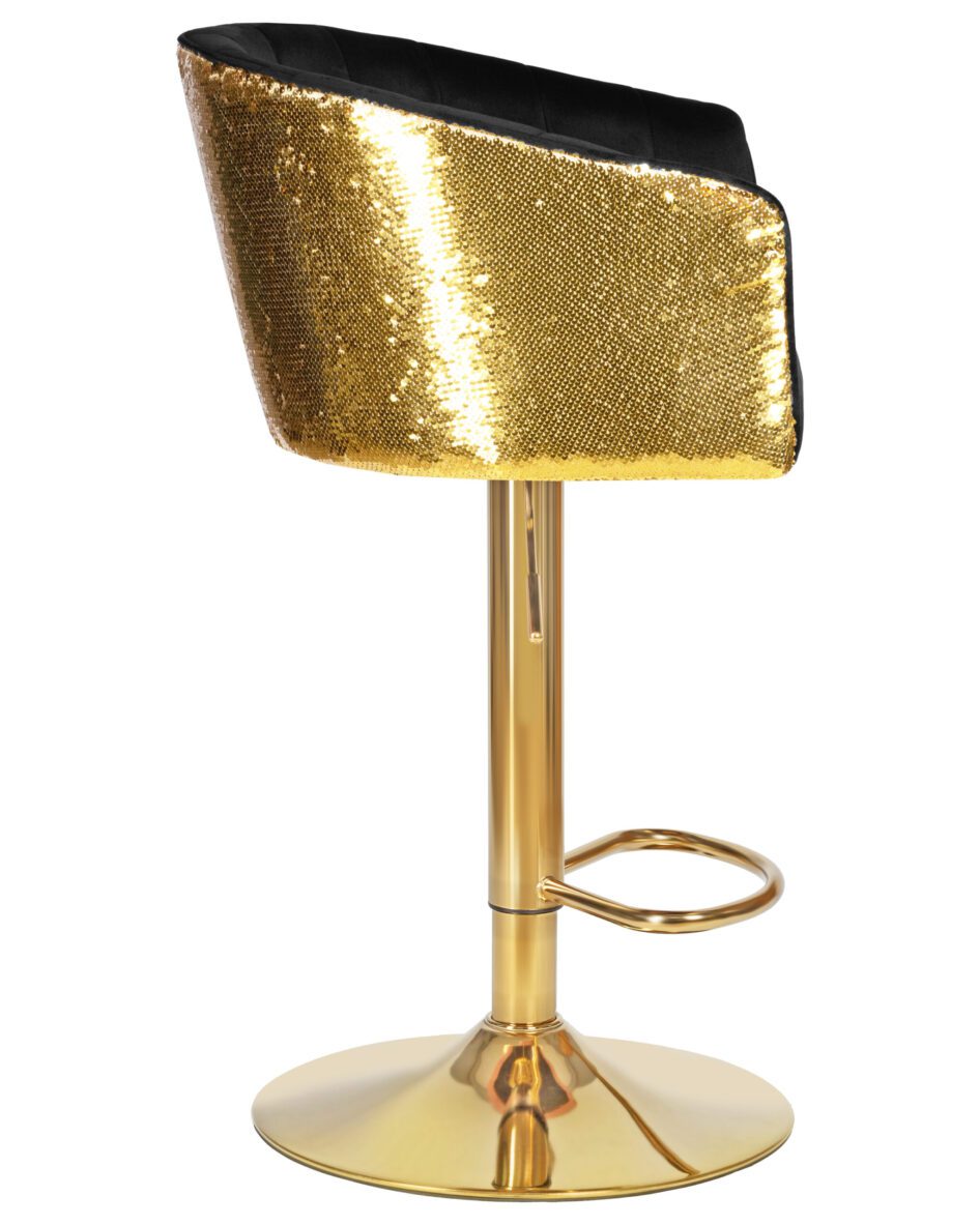 Стул барный DOBRIN DARCY GOLD SHINY (черный велюр с золотыми пайетками) — изображение 3