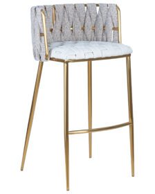 Стул барный DOBRIN EMMA GOLD (белый PU (T-01)