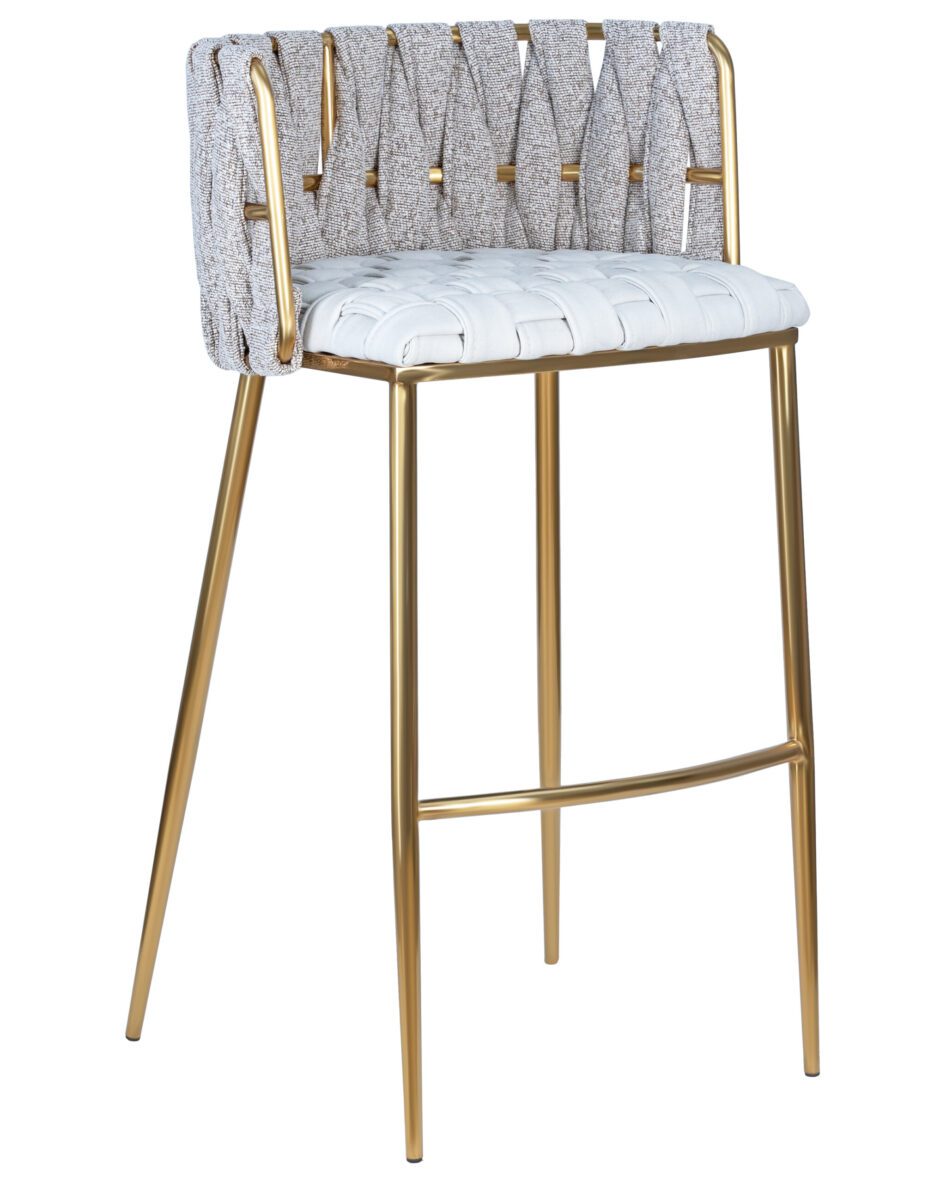 Стул барный DOBRIN EMMA GOLD (белый PU (T-01)